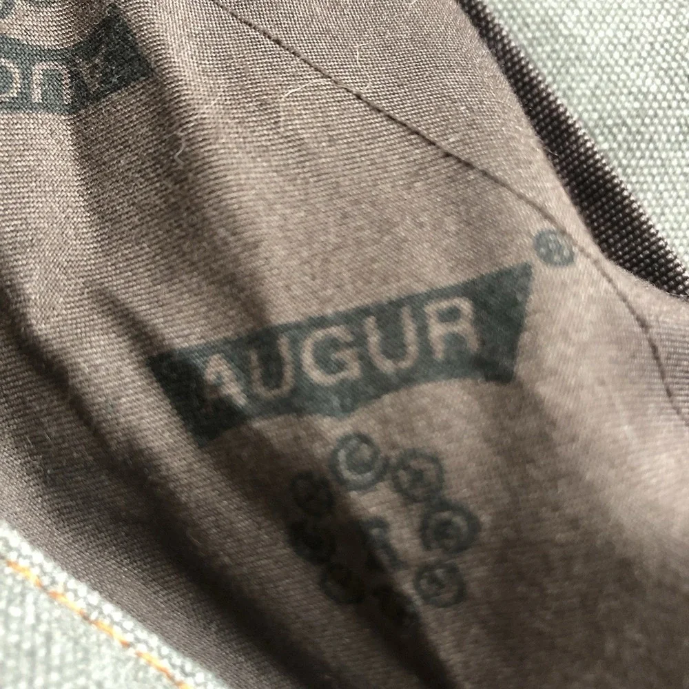 Vintage AUGUR Strauss & Co Gray Canvas Backpack Rucksack Hiking Travel